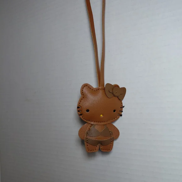 Sanrio Brown Leather Hello Kitty Key Holder/purse Charm - Picture 3 of 4